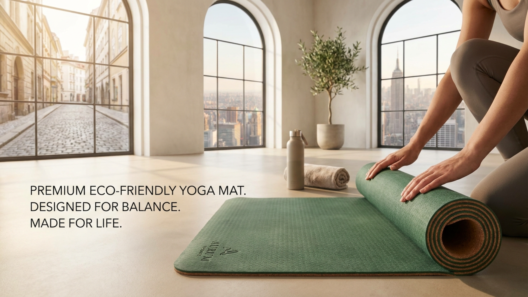 Portable Thick Yoga Mat, Soft Cushion Exercise Mat, Non-Slip Fitness Mat for Stretching, Body Training and Daily Home Workout