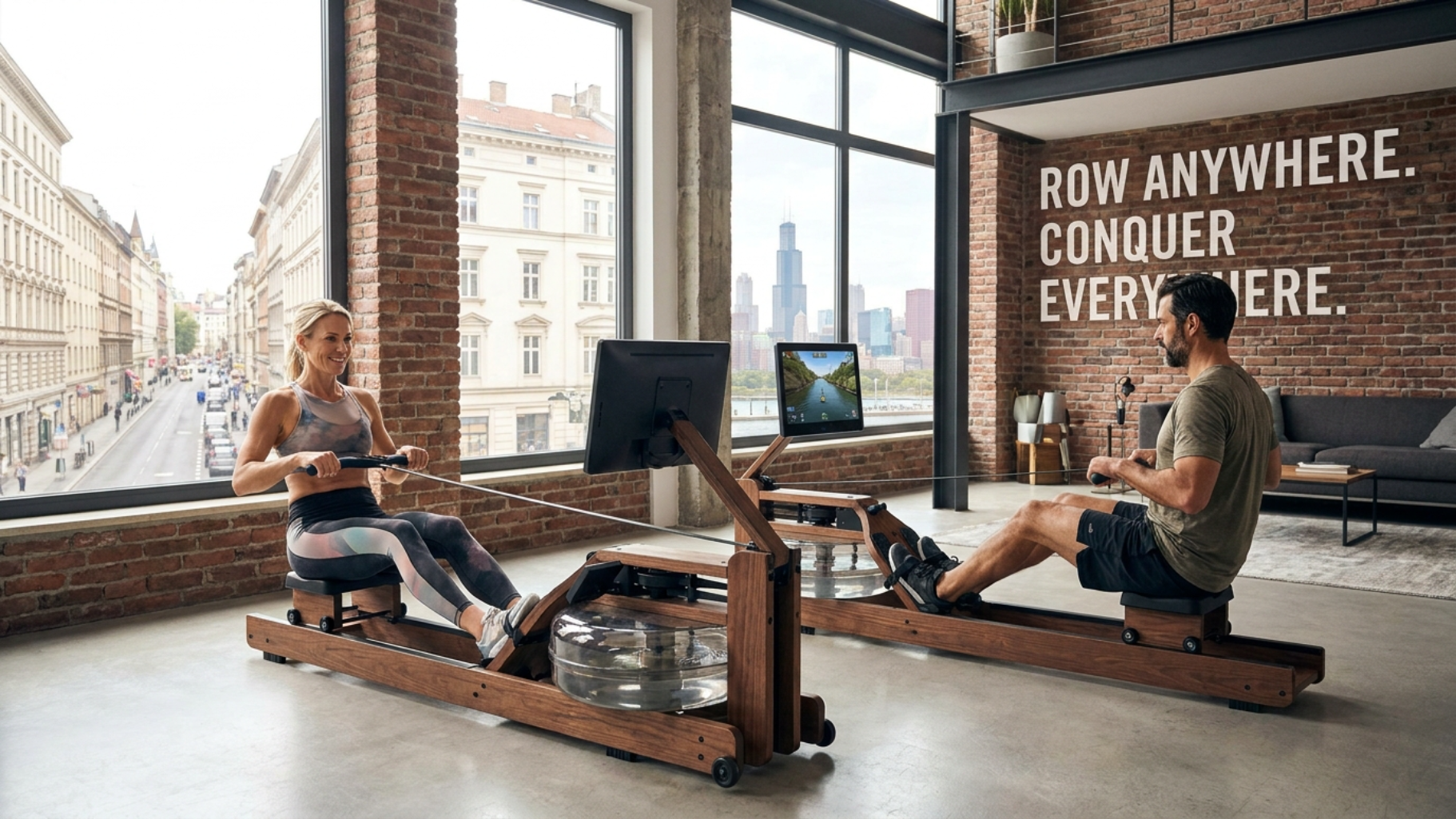 Multifunctional Rowing Machine, Foldable Home Gym Trainer, All-in-One Exercise Machine for Cardio Training and Body Shaping